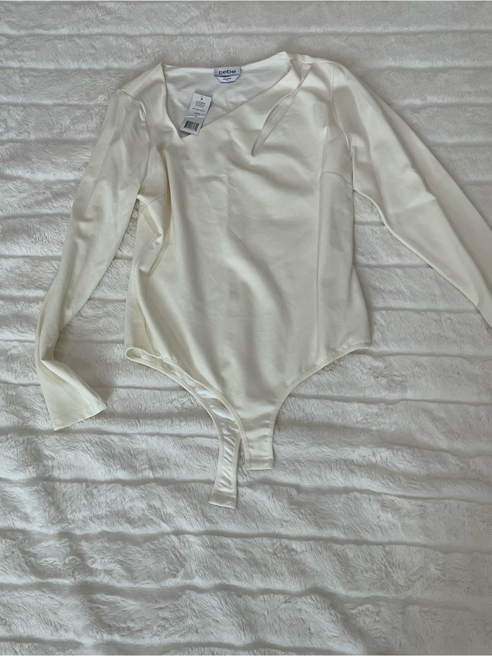 bebe Cream Long Sleeve One-Piece Bodysuit